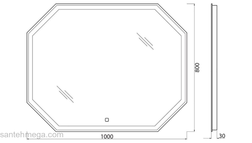 Зеркало с встроенным светильником и сенсорным выключателем BELBAGNO SPC-OTT-1000-800-LED-TCH. Фото