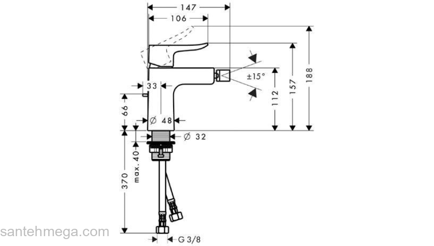 Смеситель для биде Hansgrohe Metris 31280000. Фото