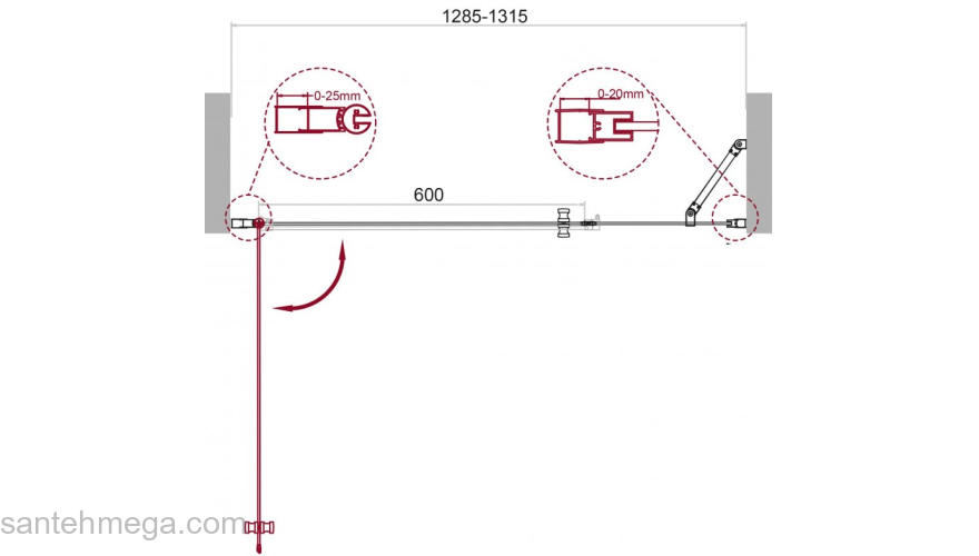 Душевая дверь BELBAGNO ETNA-B-11-60+70-C-Cr. Фото