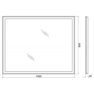 Зеркало с встроенным светильником и кнопочным выключателем BELBAGNO SPC-GRT-1000-800-LED-BTN. Фото